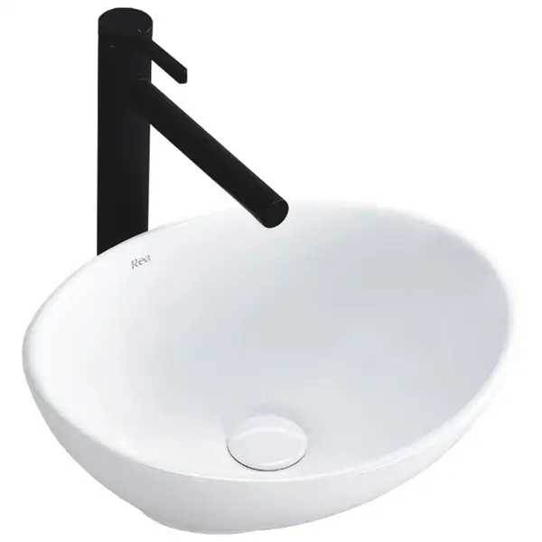 Lavoar pe blat Rea Sofia alb, oval, ceramica lucioasa, 41 x 34,5 cm