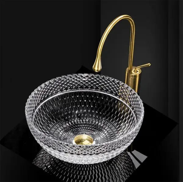 Lavoar pe blat transparent 40 cm, rotund, Rea Sue