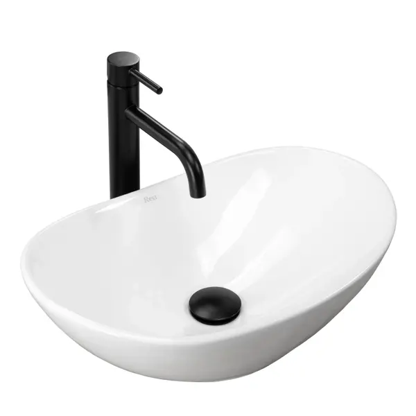 Lavoar pentru blat, alb lucios, oval, Rea Royal Mini