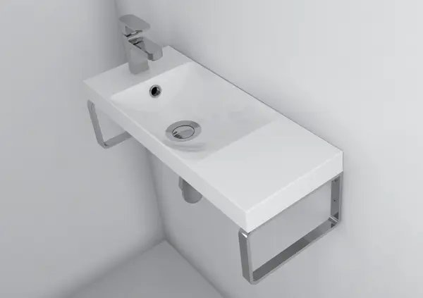 Lavoar suspendat din compozit , 55 x 22 cm, alb lucios, dreptunghiular, Foglia Penelope