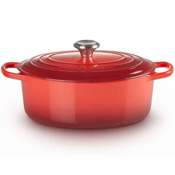 Le Creuset Oala cu capac Le Creuset Signature Collection Cast Iron Oval Casserole 21178310602430 - 17000573, Capacitate 6.3l, D31cm, H17.9cm, L40.4cm, Fonta emailata, Toate sursele de caldura, Cerise Red
