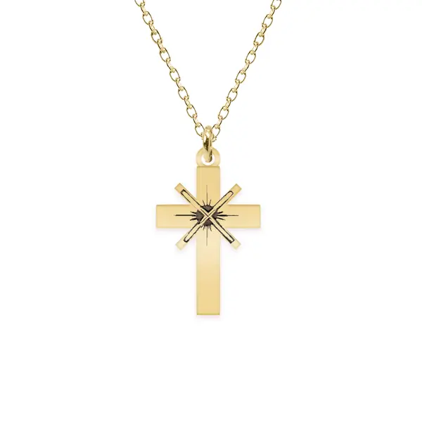 Lea - Colier personalizat cruce din argint 925 placat cu aur galben 24 Karate