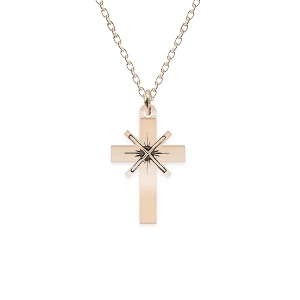Lea - Colier personalizat cruce din argint 925 placat cu aur roz
