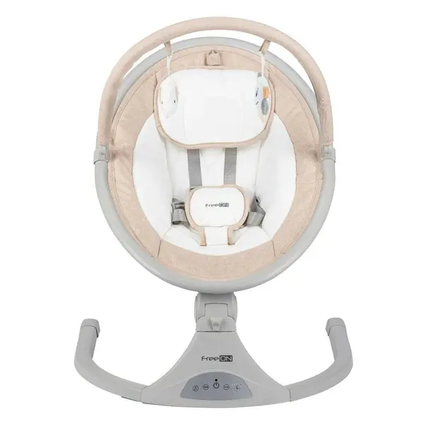 Leagan balansoar FreeOn Elite Beige cu 12 melodii, 5 viteze de balansare si 3 pozitii de reglare a spatarului