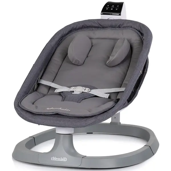 Leagan electric pentru copii Chipolino Lambada Anthracite cu telecomanda, functie de scaun, sezut reglabil, plasa anti-insecte