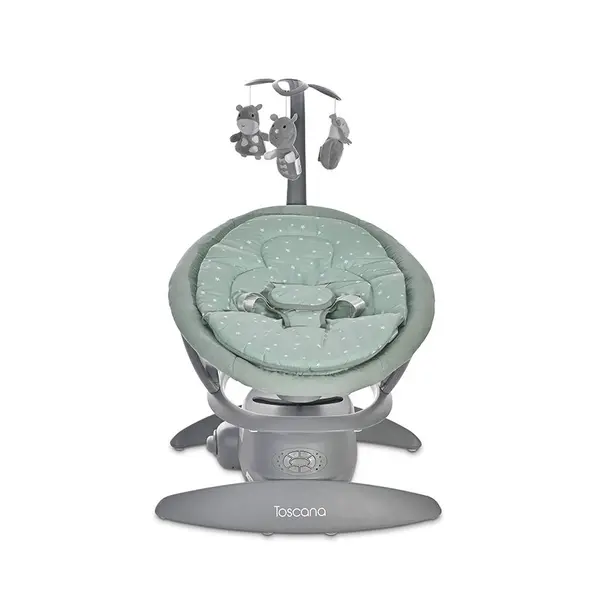 Leagan electric Toscana Frosty Green Stars rotativ, panou muzical, telecomanda