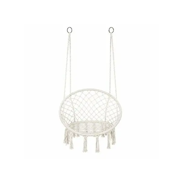 Leagan suspendat Boho, Baby Mix, Pentru gradina si interior, Dimensiuni 80×60×120 cm, Sustinere pana la 125 kg, Bej