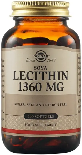 Lecithin, 1360 mg, 100 capsule moi, Solgar