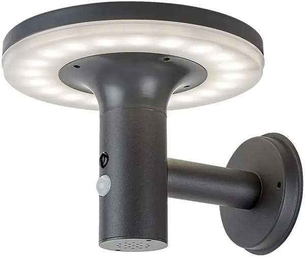 LED aplice solar cu senzor Rabalux - Alaska 77017, IP 44, 10 W, 250 lm, antracit