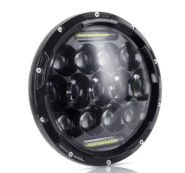 LED Far Universal 7 inch 18 cm 13 LED 12V 24V faruri scurte/lungi cu lumini de zi DRL alb 4000lm pentru ATV jeep, motocicleta camion etc