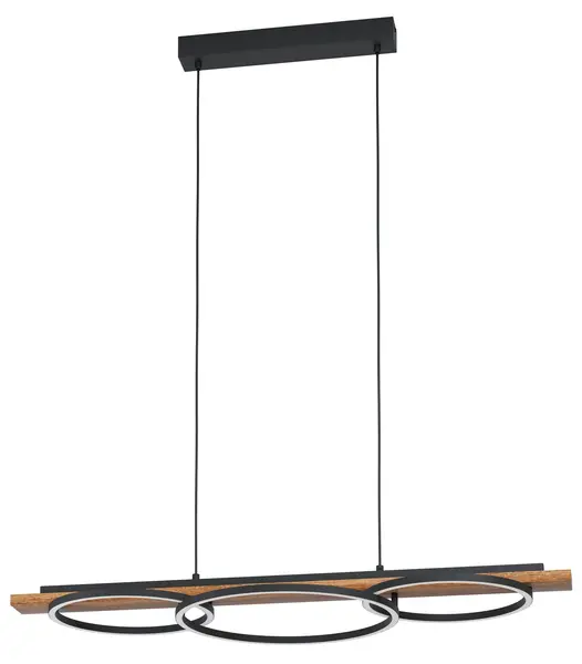 LED Pendul Eglo - Boyal, 2х12W 2x1800lm 1x16W 1x2250lm L-1010 FSC, lemn negru/rustic, reglabil intensitatea luminii