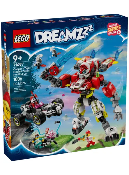 Lego Dreamzzz Cooper's Tiger Mech & Zero's Hot Rod Car (71497)