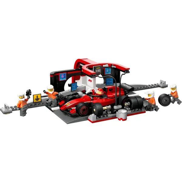 LEGO® Jucarie LEGO CITY, Boxa si mecanici F1® cu masina Ferrari