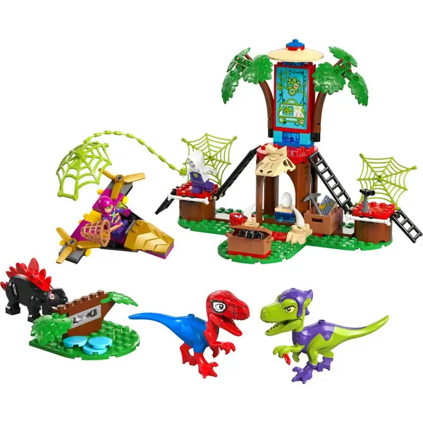 LEGO® Jucarie LEGO MARVEL, Infruntarea dintre dinozaurii Spidey si Gobby la casa-sediu din copac