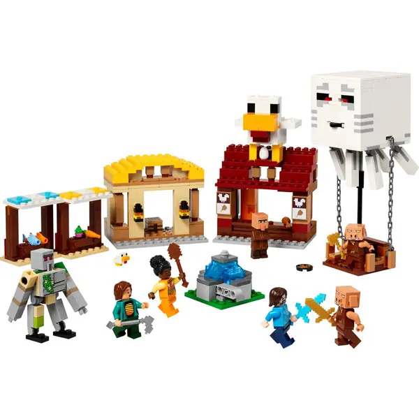 LEGO® Jucarie LEGO MINECRAFT, Atacul baloanelor Ghast asupra satului
