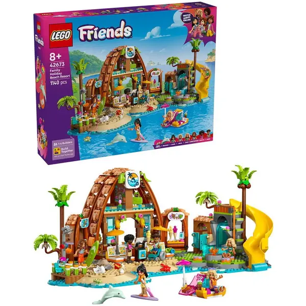 LEGO® LEGO® Friends - Statiune de pe litoral pentru vacanta cu familia 42673, 1140 piese