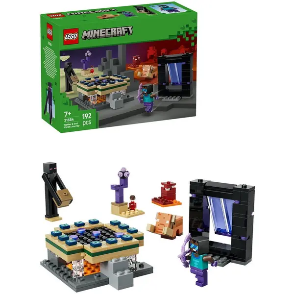 LEGO® LEGO® Minecraft - Calatorie prin portalurile Nether si End 21584, 192 piese