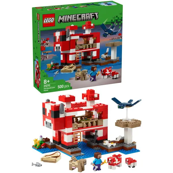 LEGO® LEGO Minecraft - Casa Ciuper-vaca 21270, 500 piese, Multicolor