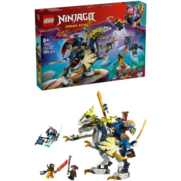 LEGO® LEGO Ninjago - Robotul calaret de dragon al lui Rogue 71843, 584 piese, Multicolor