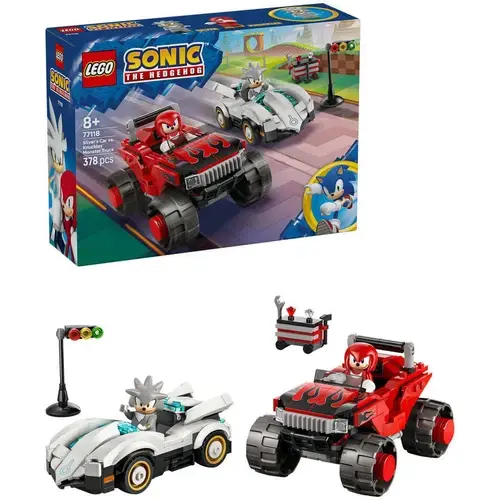 LEGO® Sonic - Masina lui Silver vs Camionul gigant al lui Knuckles 77118, 378 piese