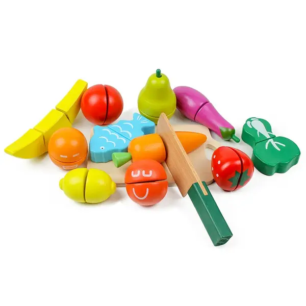Lemn Fructe Legume Tăiere alimentară 13buc Ecotoys
