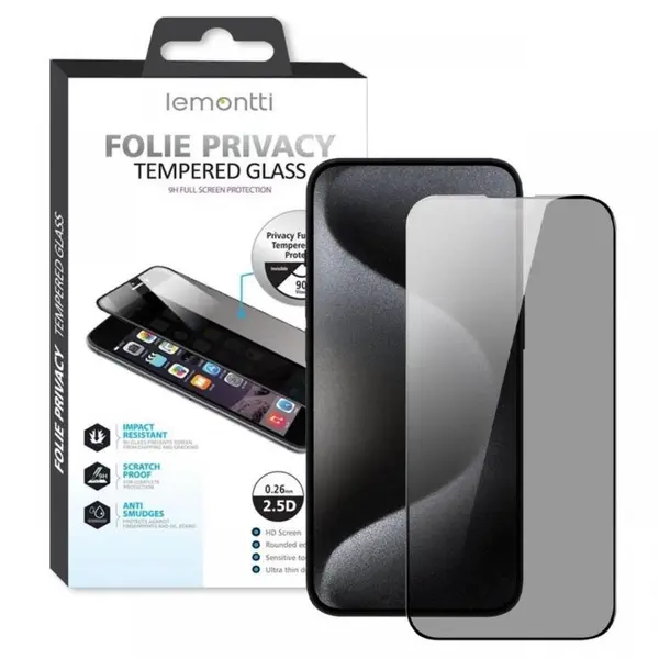Lemontti Folie Sticla Privacy Full Fit Samsung Galaxy S25 Plus Negru