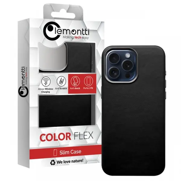 Lemontti Husa Piele MagSafe iPhone 15 Pro Negru
