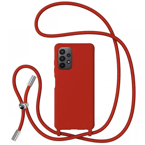 Lemontti Husa Silicon cu Snur Samsung Galaxy A23 5G Rosu (protectie 360°, material fin, captusit cu microfibra)