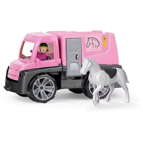 Lena Jucarie Lena 04458, Camion cu caruta cu cai, din Plastic, culori Negru/Gri/Roz, varsta minima 2 ani