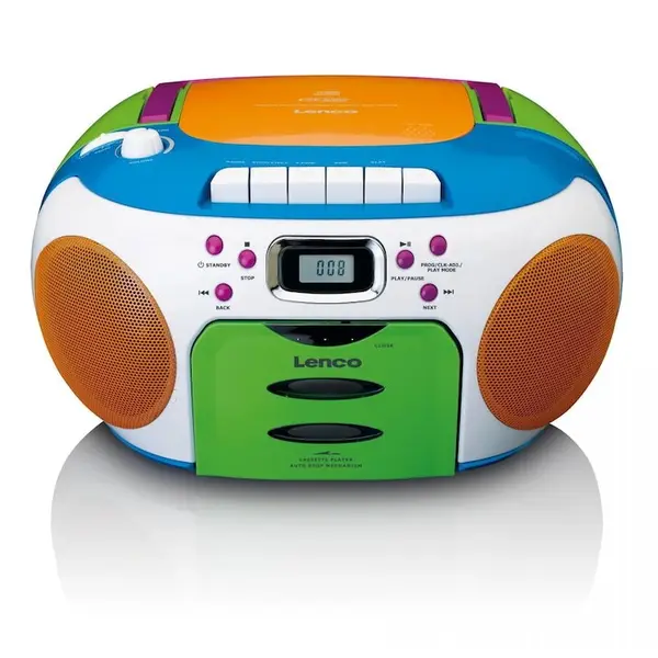 Lenco Pick-Up Lenco SCD-971, radio FM portabil, player CD/caseta, multicolor, 213277