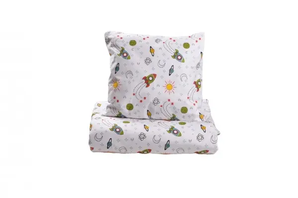 Lenjerie 5 piese patut 120x60 cm bumbac model Rachete