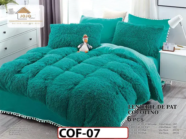 Lenjerie Cocolino Fluffy Pufoasa -Pat De 2 Persoane cu 6 piese - COF07