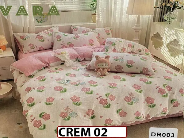 Lenjerie Creponata 1 Persoana cu 4 Piese - CREM 02