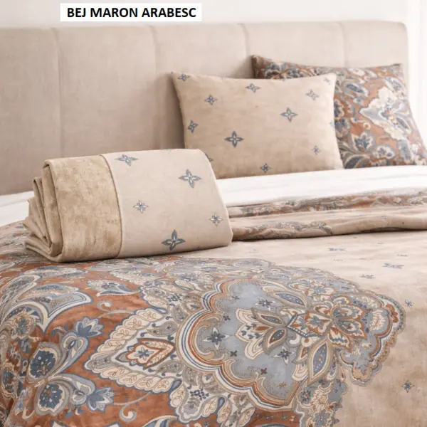 Lenjerie de pat 2 persoane COTTON bej maron arabesc 240x260 cm, Ralex | 1 buc