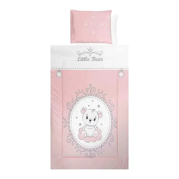 Lenjerie de pat 4 piese Lorelli Classic Bear Pink