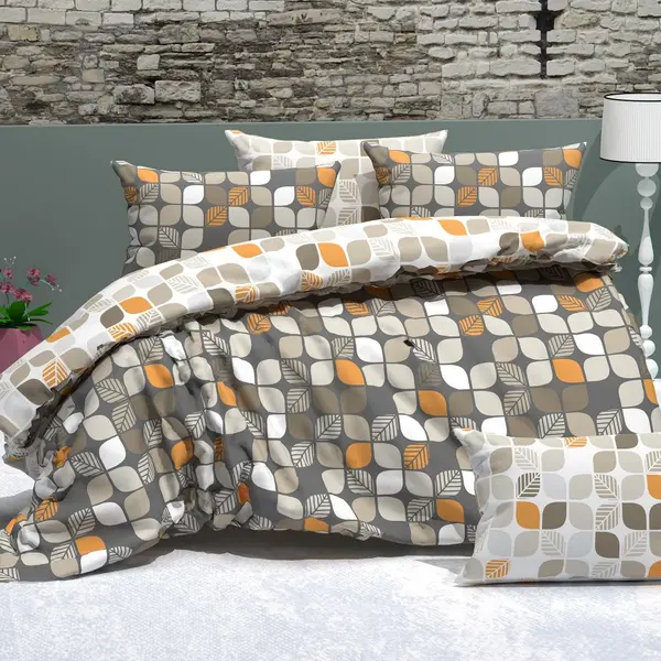 Lenjerie de pat 4 piese Somnart din bumbac cu cearceaf pat clasic, cearceaf pilota 200 x 230 cm si 2 fete perna 50 x 70 cm
