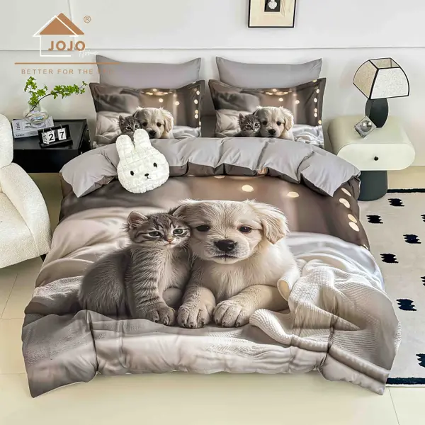 Lenjerie de Pat Bumbac Finet 5D 6 Piese cu Elastic 180x200 , Best Friends Forever