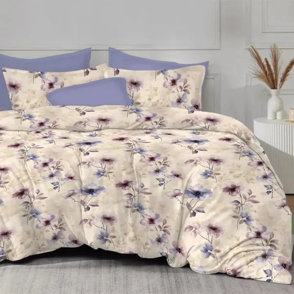 Lenjerie de pat din finet Somnart 6 piese, cearceaf de pat clasic 230 x 250 cm Extra Violet Harmony