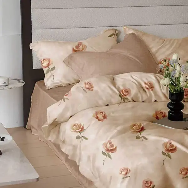 Lenjerie de pat din finet Somnart 6 piese, cearceaf de pat clasic 230 x 250 cm Extra, Rose Champagne