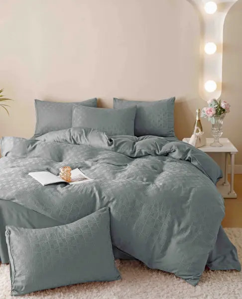 Lenjerie de Pat Dublu Jacquard Finetat Premium, 6 Piese, 230x250 cm