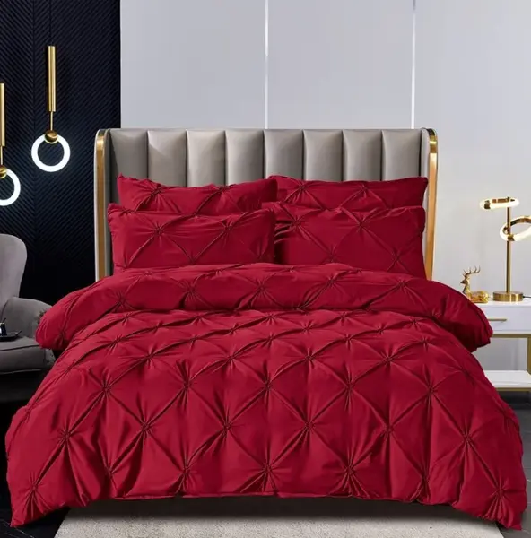 Lenjerie de Pat Finet Premium, 6 Piese, cu Pliuri Brodate