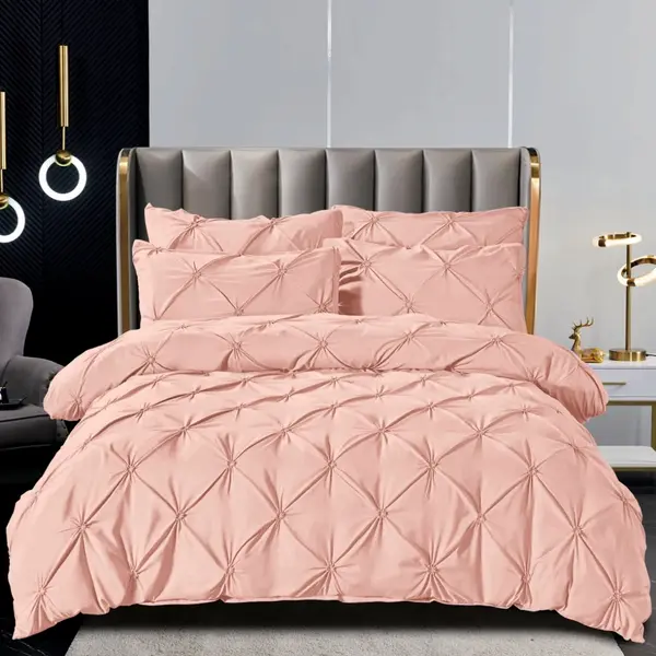 Lenjerie de Pat Premium, JOJO HOME, Finet cu Pliuri Brodate, 6 Piese, Nesifonabila si Durabila, Banan