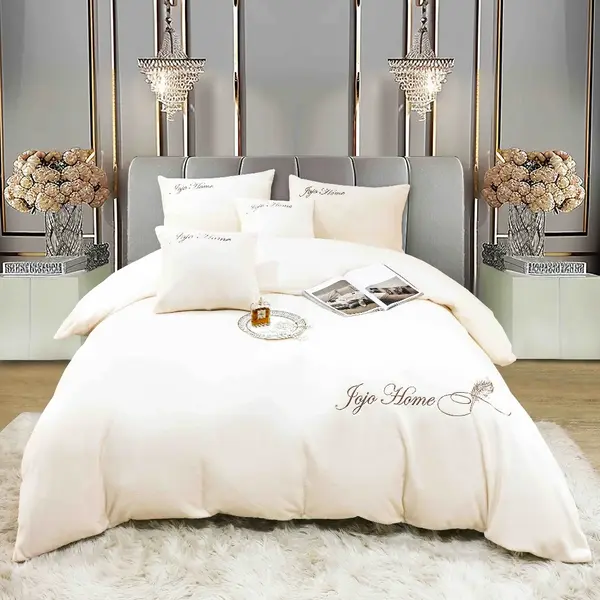 Lenjerie de pat, Soft Touch, Jojo Home, cu Blanita Short Hair, Rabbit, 200x230 cm, 6 piese, Alb