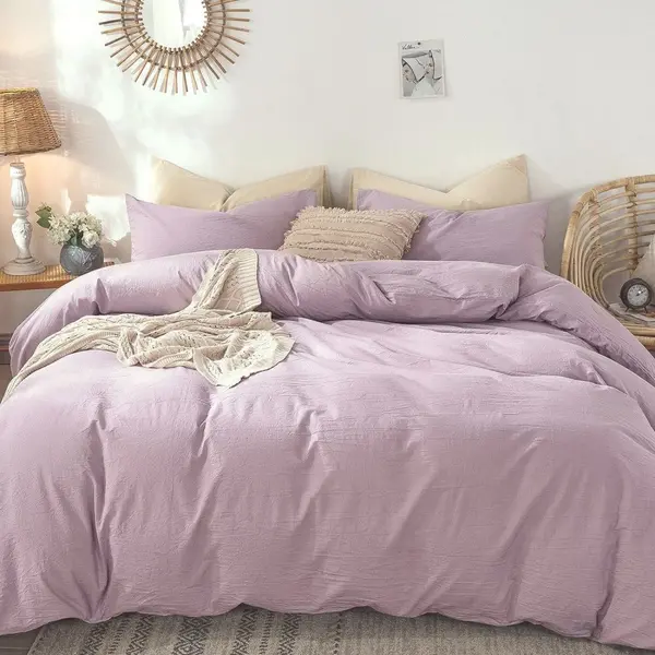 Lenjerie de pat Somnart Percale cu 4 piese, cearceaf pat clasic 240c x 260 cm, cearceaf pilota 200c x 230 cm si 2 fete perna 50 x 70 cm roz