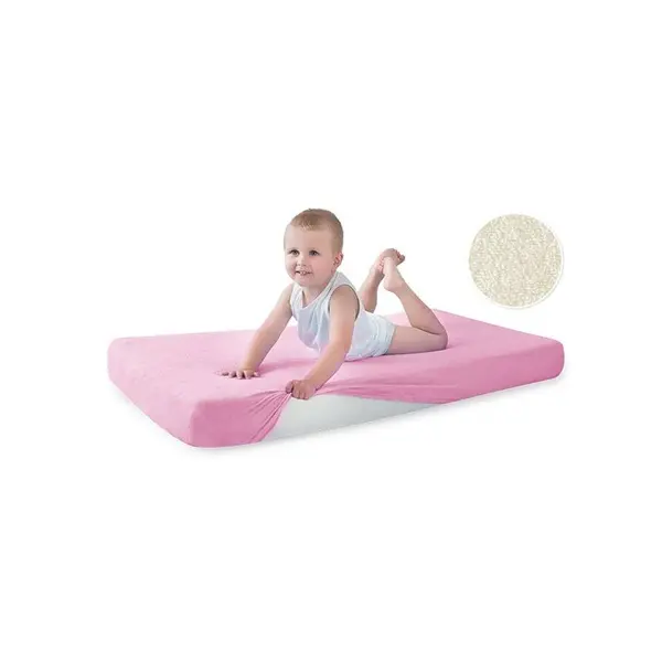 Lenjerie de prosop cu elastic Baby Matex - Classic, 60 x 120 cm, roz