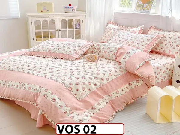 Lenjerie DELUXE din Bumbac Finetat cu volanase - VOS 02