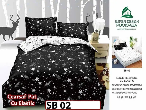 Lenjerie din bumbac Satinat 4 piese Pucioasa cu Elastic - SB 02