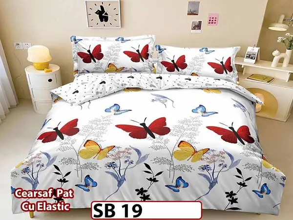 Lenjerie din bumbac Satinat 4 piese Pucioasa cu Elastic - SB 19