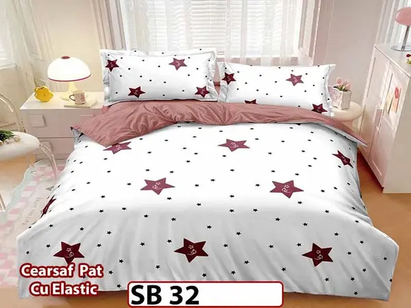 Lenjerie din bumbac Satinat 4 piese Pucioasa cu Elastic - SB 32