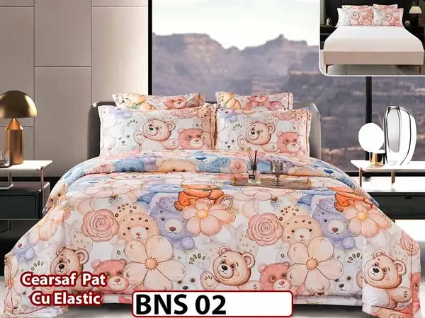 Lenjerie din Bumbac Satinat Gros 6 Piese - BNS 02